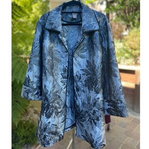 Blue Tonal Floral Jacquard Jacket - Size 3